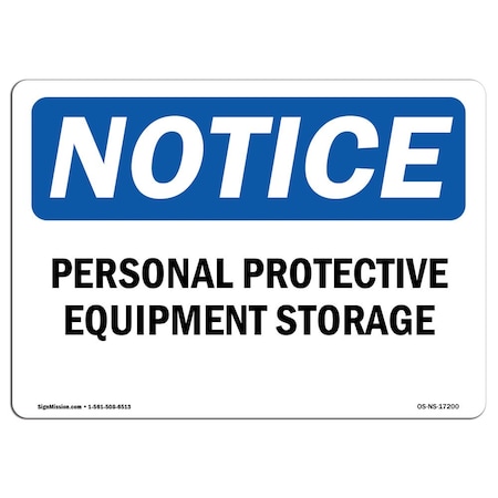 OSHA Notice Sign, Personal Protective Equipment Storage, 5in X 3.5in Decal